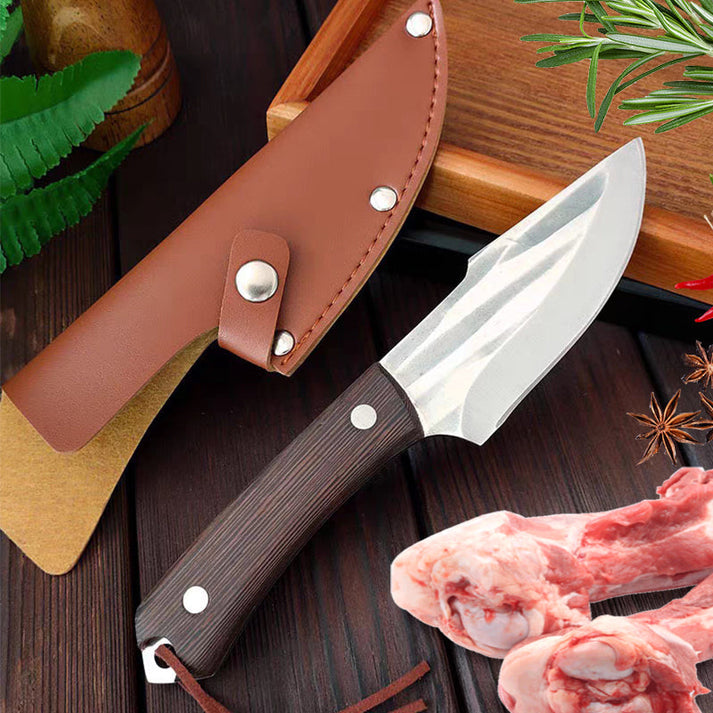 Boucher - Cuchillo súper afilado con funda de cuero