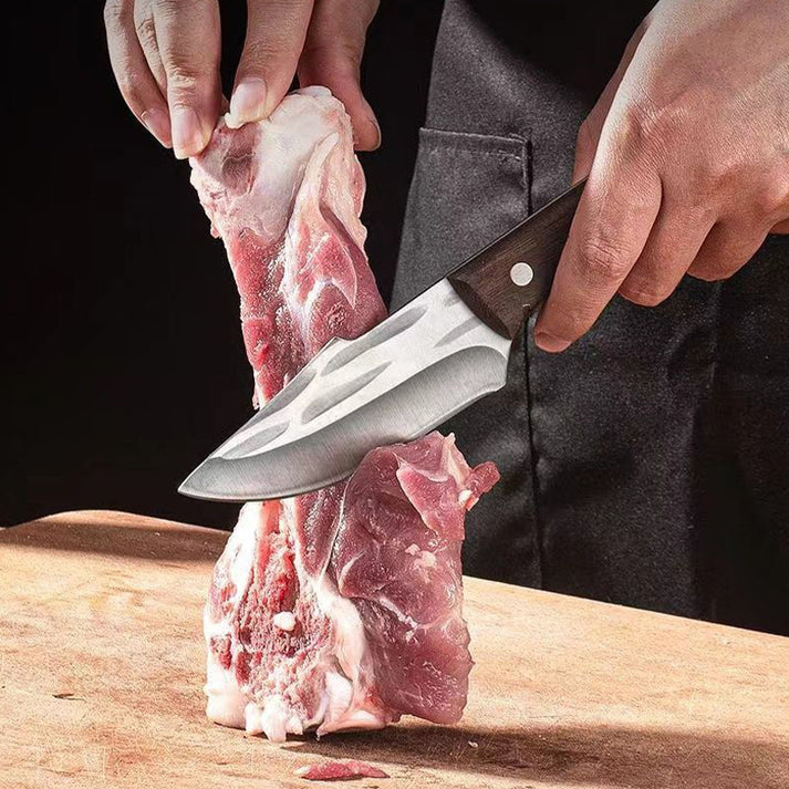 Boucher - Cuchillo súper afilado con funda de cuero